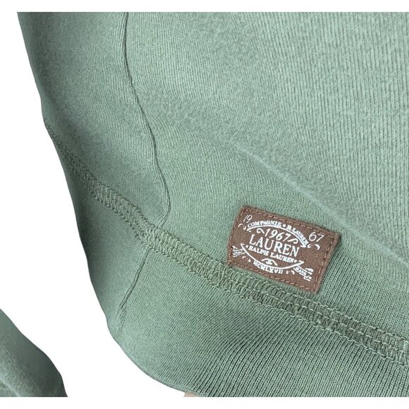 Lauren Ralph Lauren patch elbows  men’s cotton top armygreen long sleeves unisex - Picture 4 of 6
